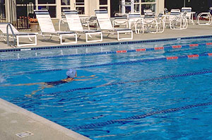 Woman Swimming Laps in Pool