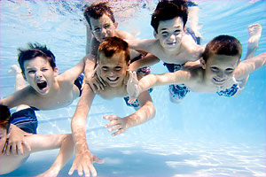 Kids underwater