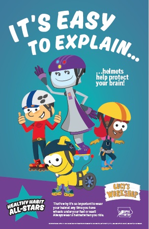 poster image it's easy to explain helmets help protect your brain